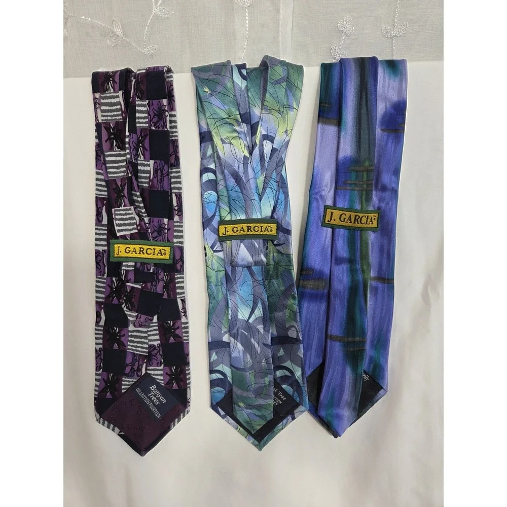 J Garcia Purple Tie Lot of 3 Tree Collection